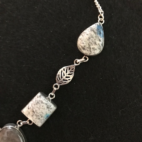 NEW Blue Azurite, Grey Agate 925 Sterling necklace - Picture 5 of 6